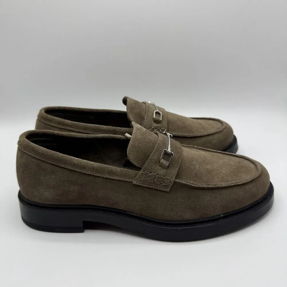 Zara Suede Leather Buckle Loafers Men's Slip On Casual Dress Shoes Size 9